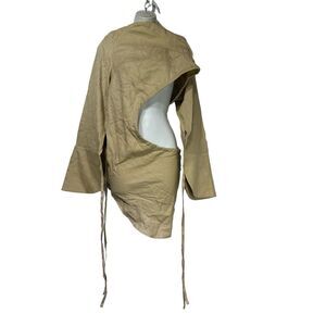 Zoey.W Los Angeles GATHERED CIRCLE side cutout long sleeve SHIRT One Size